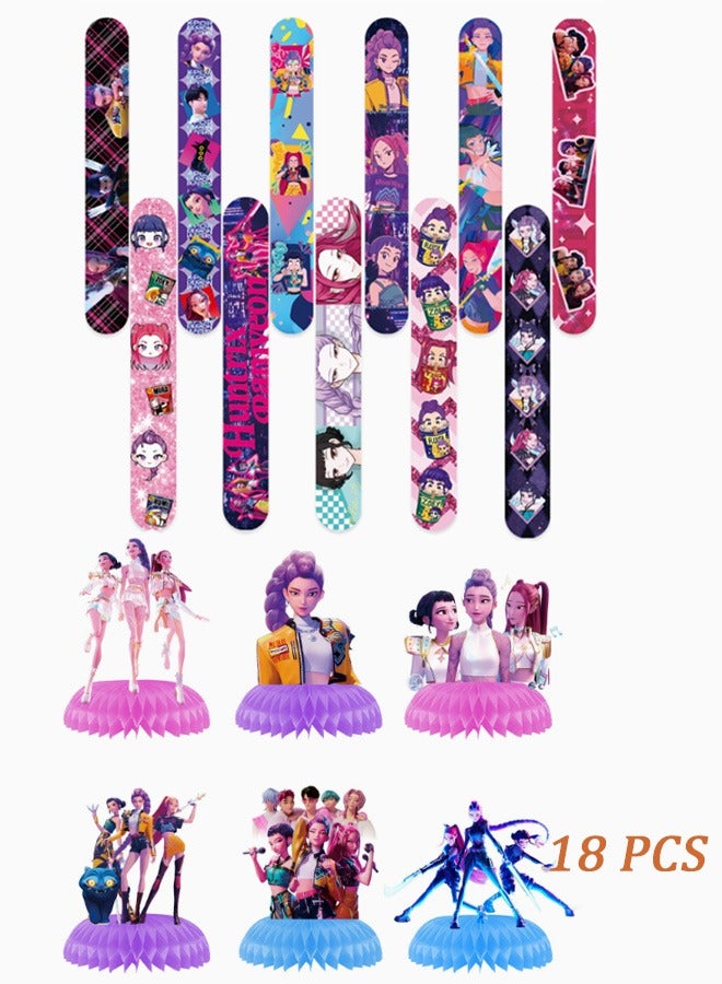 24-Piece  K-pop Demon Hunter Birthday Decorationsz , Slap Bracelet and Party Paper Glasses , Party Favors Supplies for Kids